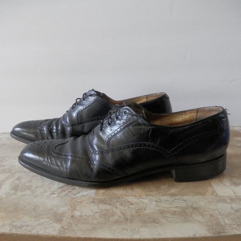 Vintage French Shriner Men's Black Wingtip Oxfords